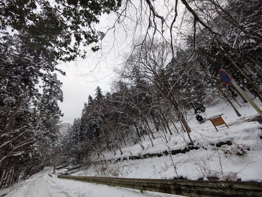 奥宮までの道中雪